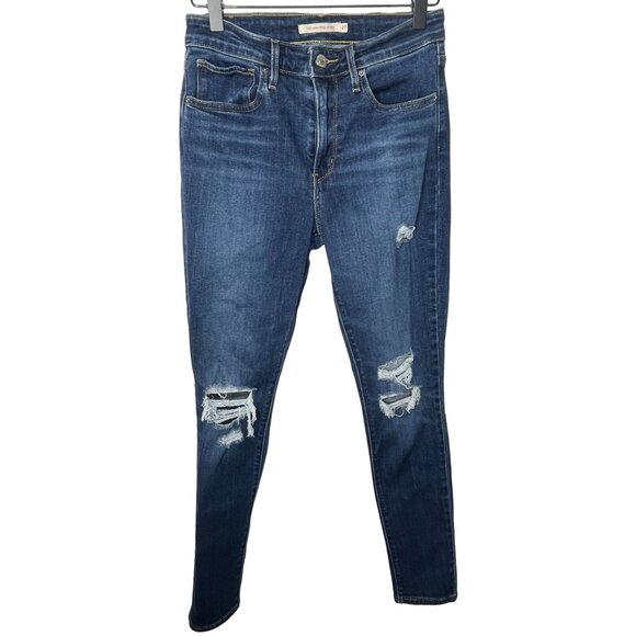 Levi’s 721 High Rise Skinny Jeans Size 27 Distressed Ripped Stretch Denim - Picture 1 of 14